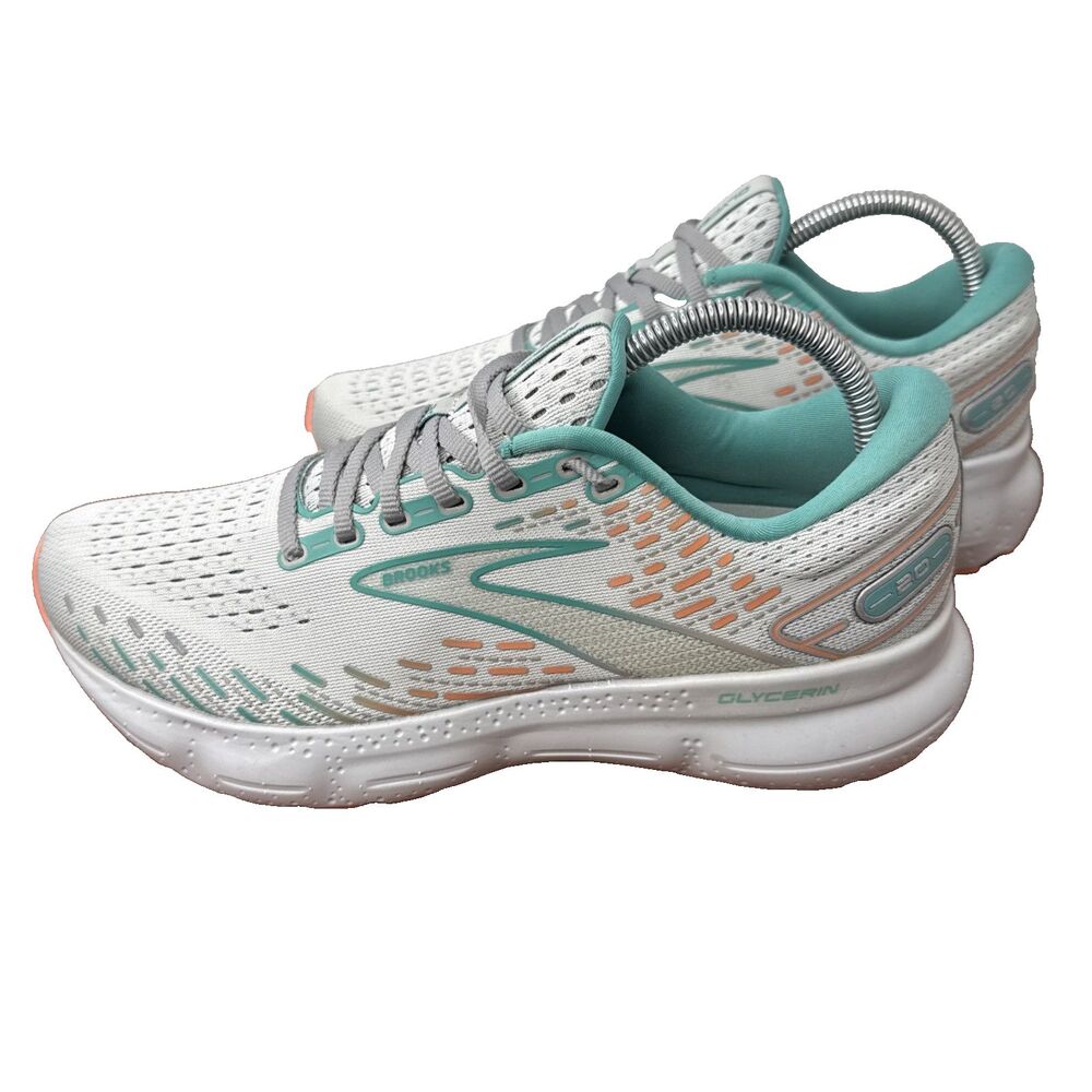 Brooks Glycerin 20 Womens Size 9.5 Running Shoes Gray Teal 1203691B061 Sneakers